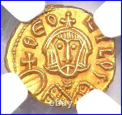 Theophilus AV Semissis Gold Coin 829-842 AD NGC MS 5/5 Strike & Surfaces