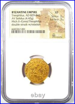 Theophilus AV Solidus Gold Byzantine Coin 829-842 AD Certified NGC XF (EF)