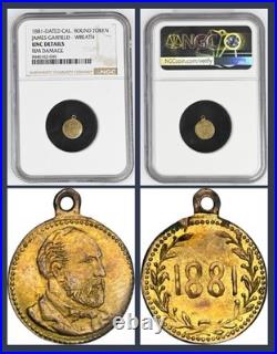 Top Pop! 1881 California Fractional Gold / James Garfield / NGC UNC Pop 1 RARE