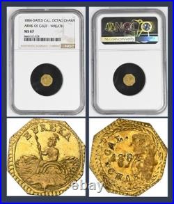 Top Pop! 1884 California Fractional Gold, Arms Of Calif / Ms67 Ngc, Peg Leg Bear
