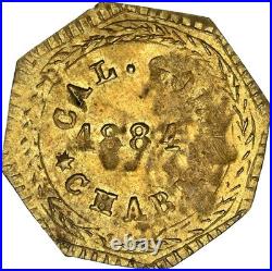 Top Pop! 1884 California Fractional Gold, Arms Of Calif / Ms67 Ngc, Peg Leg Bear