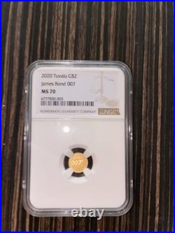 Tuvalu 2020 James Bond 007 Gold Coin NGC MS70 Cert #6777830-003