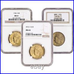 US Gold $10 Indian Head Eagle NGC MS61 Random Date and Label