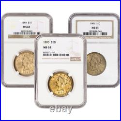 US Gold $10 Liberty Head Eagle NGC MS63 Random Date and Label