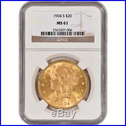 US Gold $20 Liberty Head Double Eagle NGC MS61 Random Date