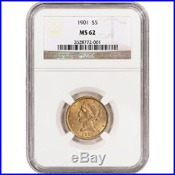 US Gold $5 Liberty Head Half Eagle NGC MS62 Random Date