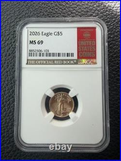 U. S. Mint 2026 Gold American Eagle $5 1/10 oz NGC MS69 Cert# 8852506-103
