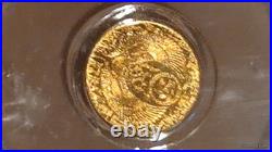 Undated Gold Egyptian Scarab Private Issue Coin, NGC Graded MS 70