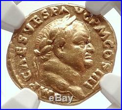 VESPASIAN Ancient 72AD GOLD AUREUS Roman Coin Victory of JUDAEA CAPTA NGC i71698