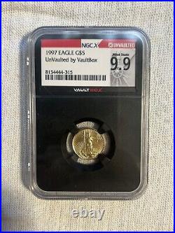 Vaultbox UNVAULTED 1997 $5 1/10 Gold Eagle NGCX 9.9
