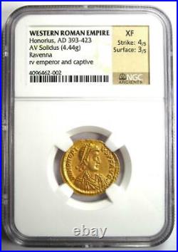 Western Roman Honorius AV Solidus Gold Coin 393-423 AD Certified NGC XF Rare