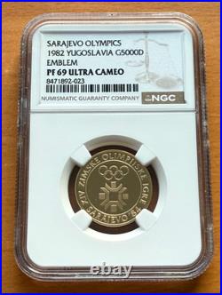 Yugoslavia 1982 Gold 5000 Dinara NGC PF69UC Sarajevo Olympics Emblem