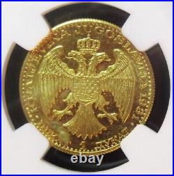 Yugoslavia Alexander I gold Corn Countermarked Ducat 1931-(k) MS63 NGC