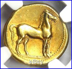 Zeugitana Carthage Gold EL Stater Tanit, Horse Coin 320-270 BC NGC Choice VF